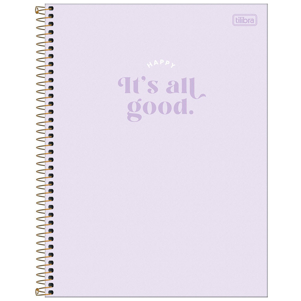 Cuaderno Colegial Happy, 12pz, pasta plástica, 160h, Lila - Tilibra 306983
