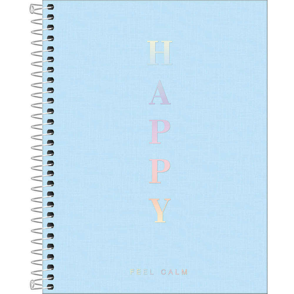 Cuaderno Colegial Happy, 12pz, pasta plástica, 160h, Azul - Tilibra 794708