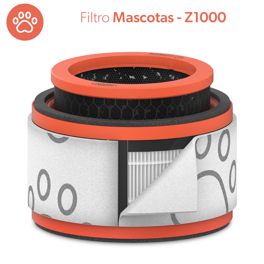 Filtro HEPA + MASCOTAS, Pequeño para Purificador de Aire TruSens Z1000
